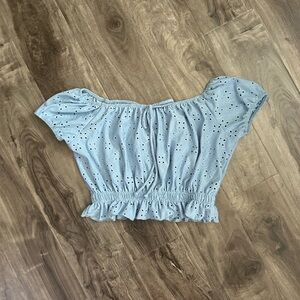 STREETWEAR SOCIETY cropped blue cute ruffle top